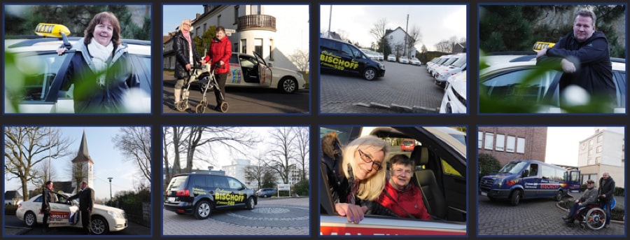 Collage mit mehreren Eindrücken aus dem Taxiunternehmen